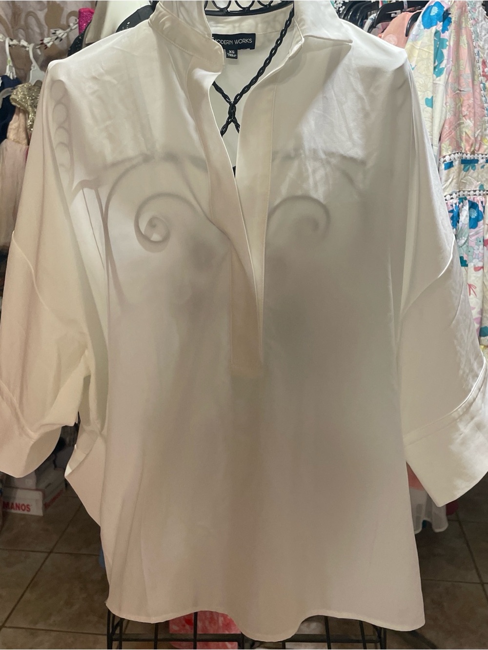 Modern Works White Popover Tunic Top